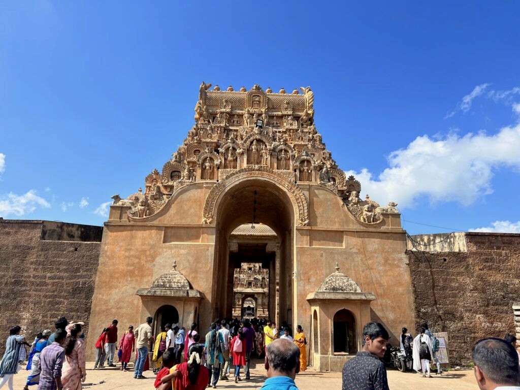 The gopuram at the Brihadeeshwara temple of Thanjavur.