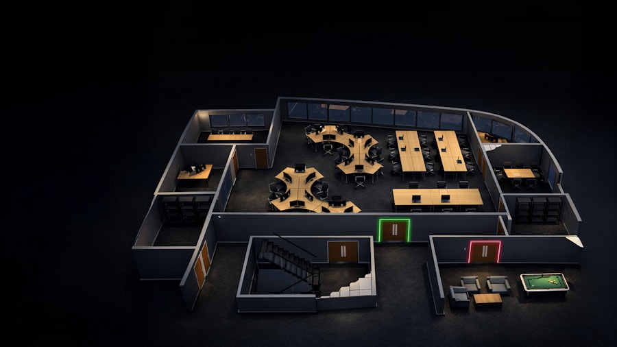 Plan d’aménagement et projection architecturale