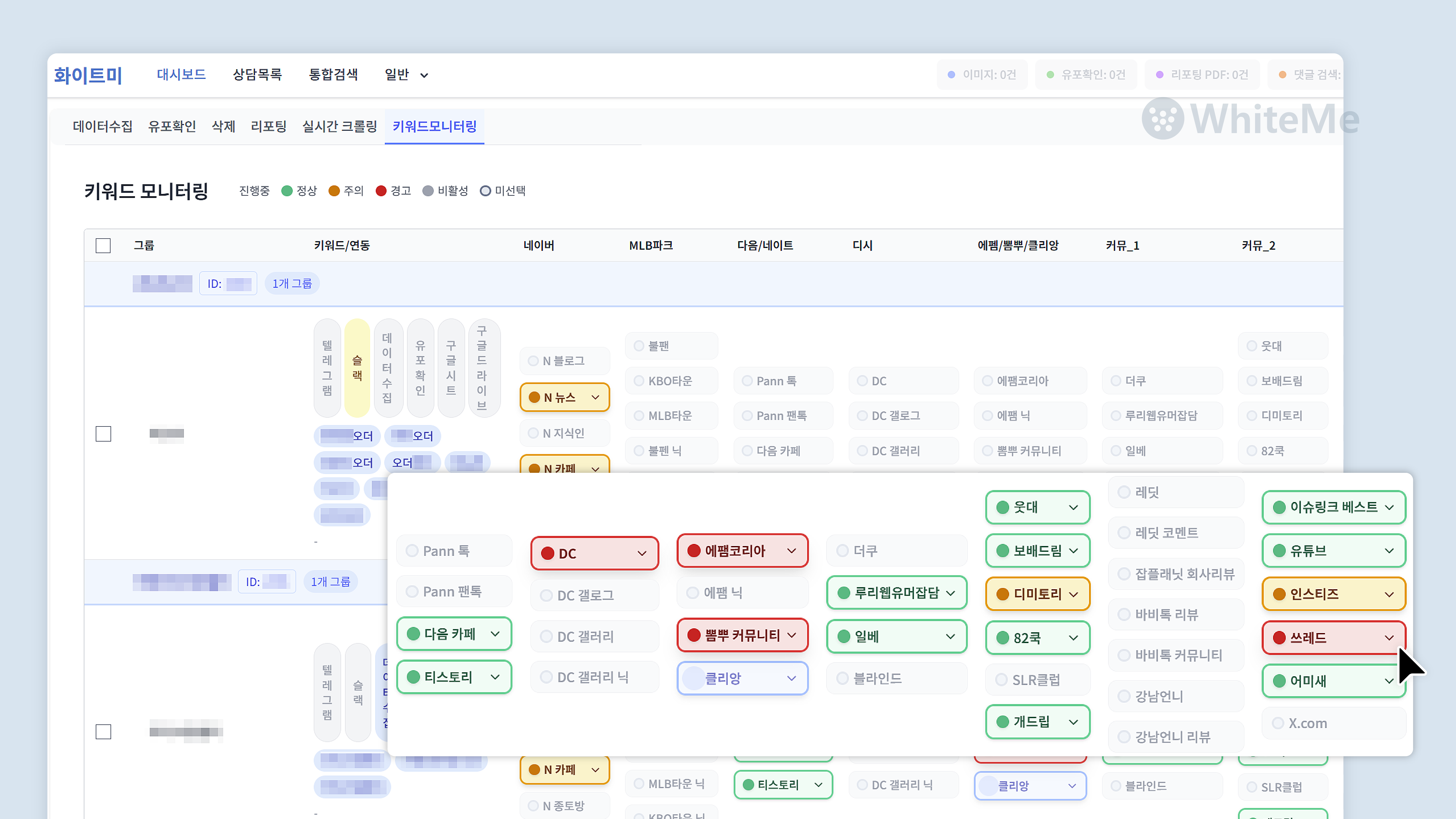 부정 게시물 키워드 모니터링