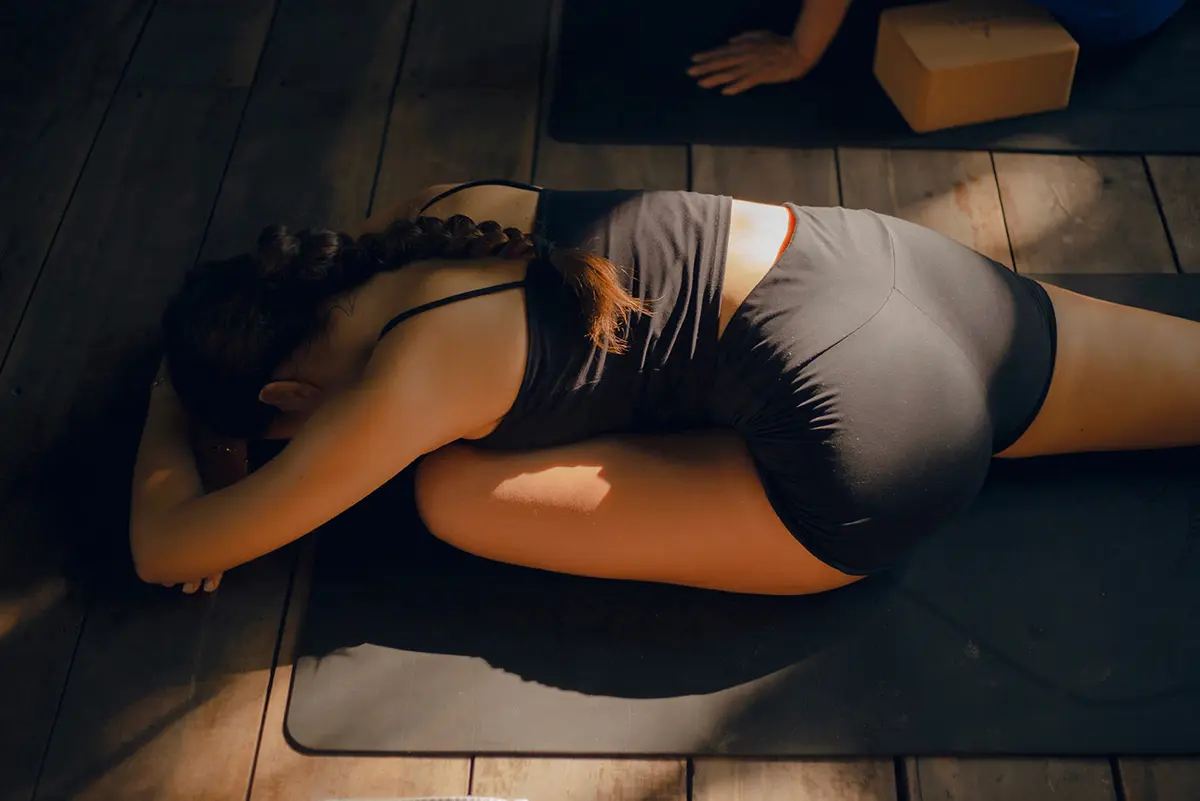 Woman having a Morning yoga class on at Nomade Tulum, Mexico