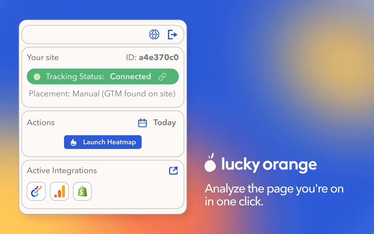 Lucky Orange Chrome Extension UI