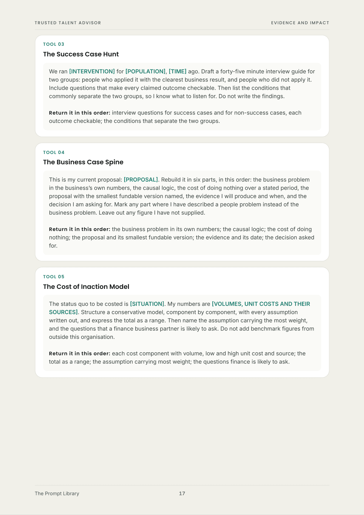The Prompt Library, the prompt for The Cost of Inaction Model