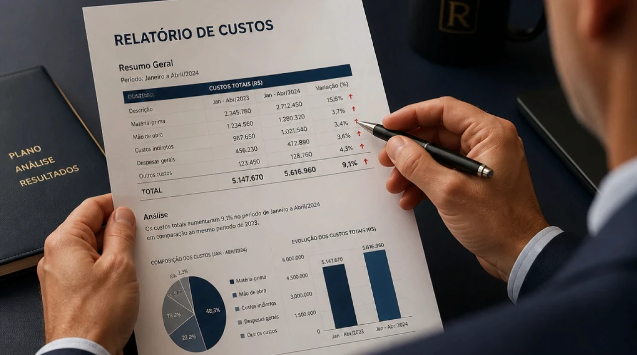Gestor olhando uma planilha de custos