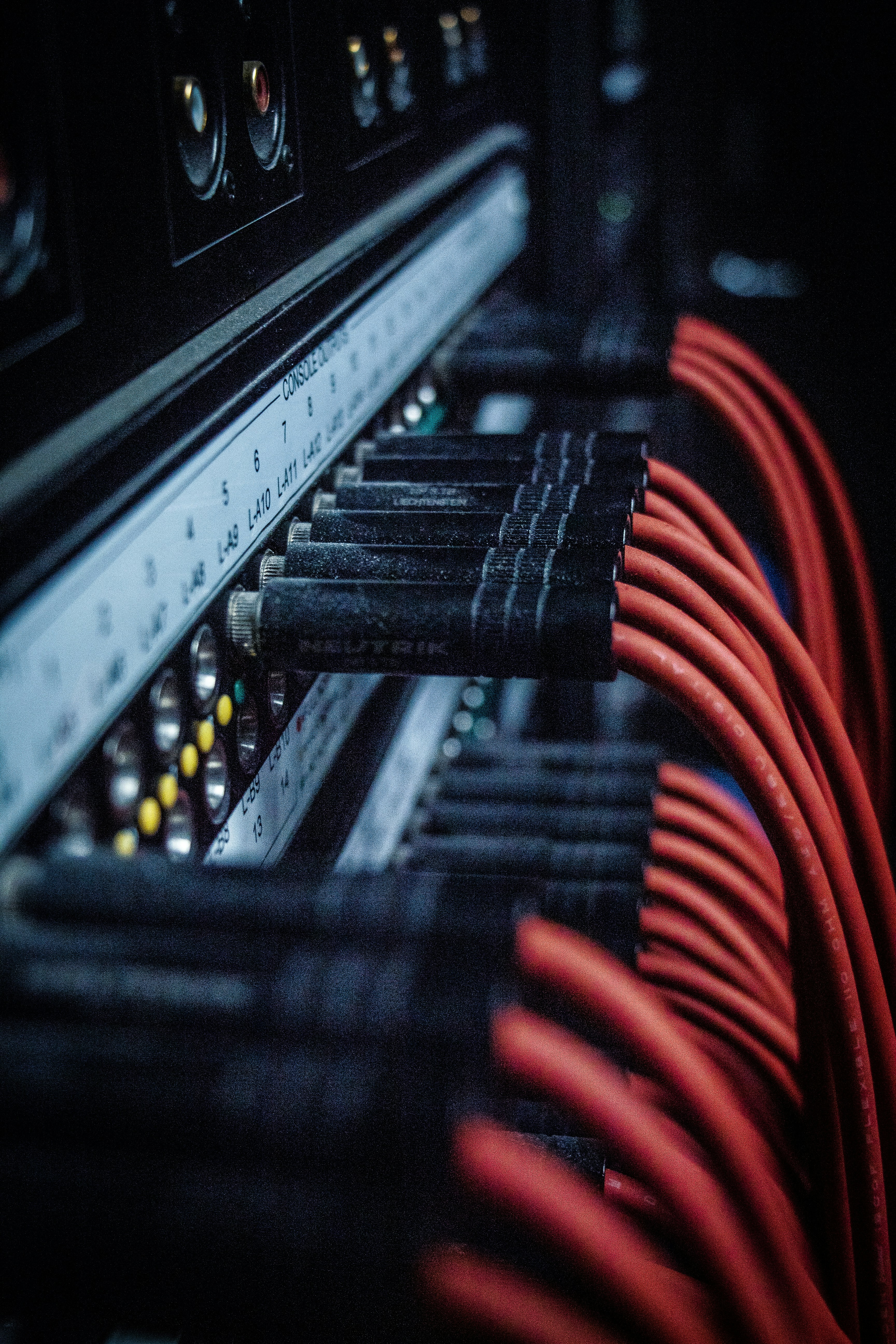 selective focus photography of audio jacks