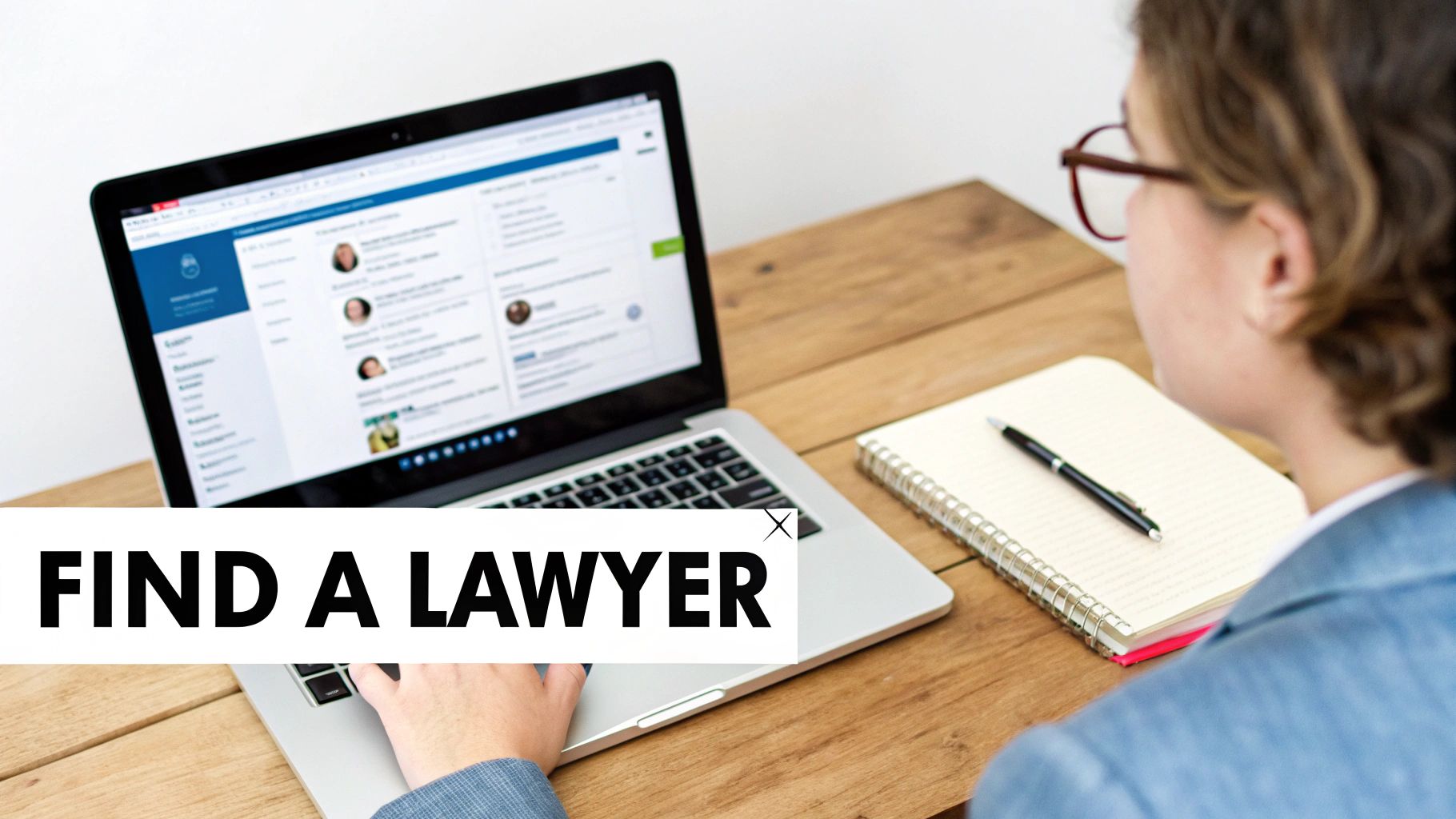 A person in a professional setting having a free consultation with a lawyer.