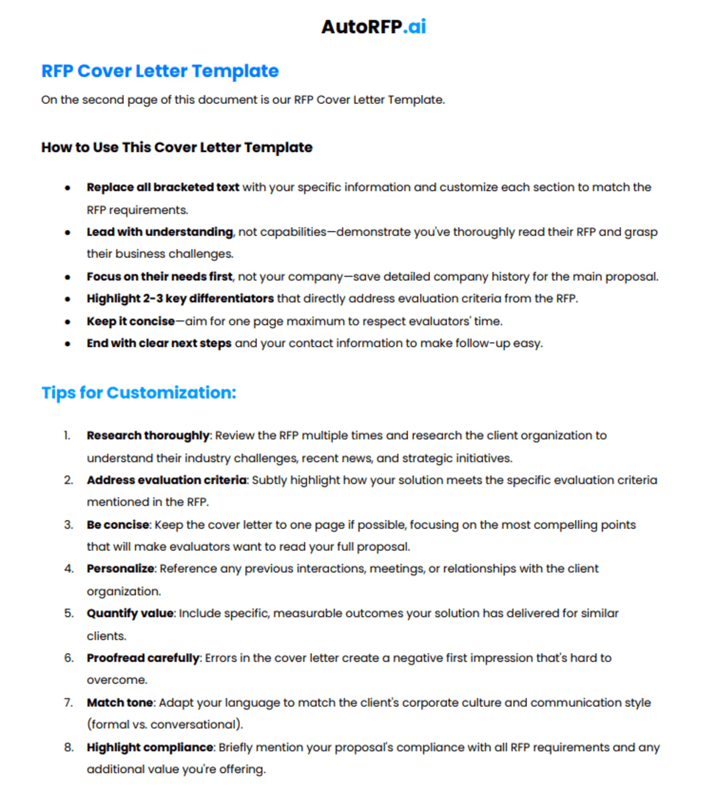 RFP cover letter template