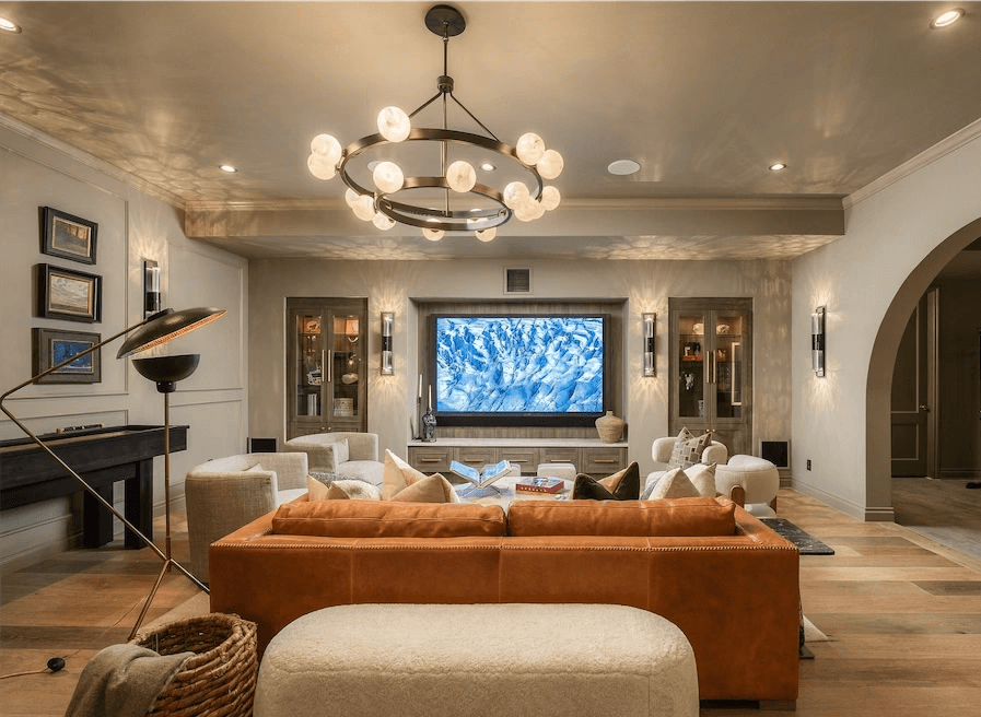 Chef’s kitchen and open living space at 1408 Cliffbrook Drive