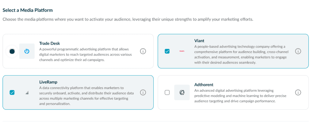 A product screenshots should 4 different options - use checkboxes