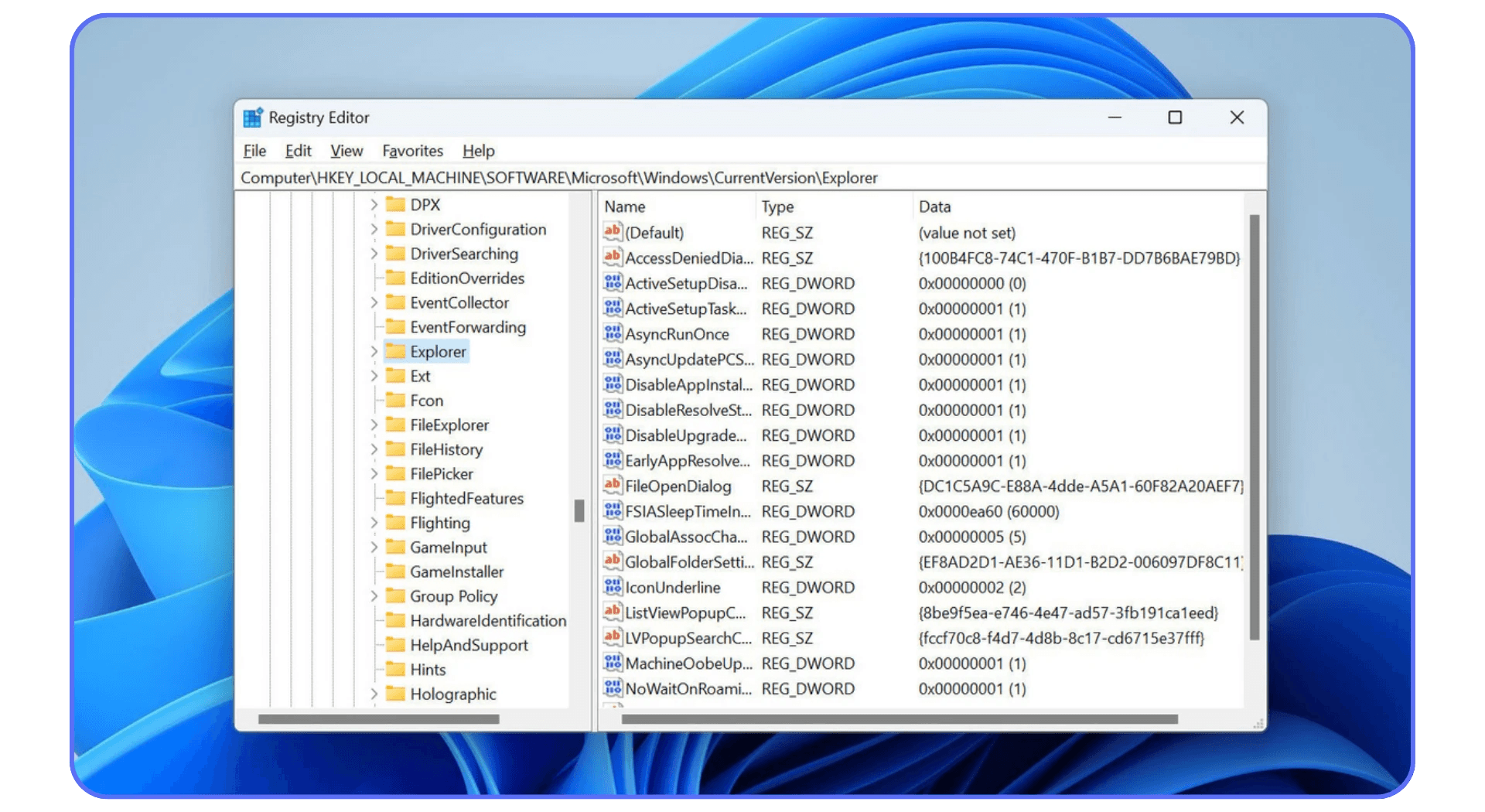 Windows Registry Editor window showing system keys and values — used when changing the RDP port from the default 3389 to a custom value.