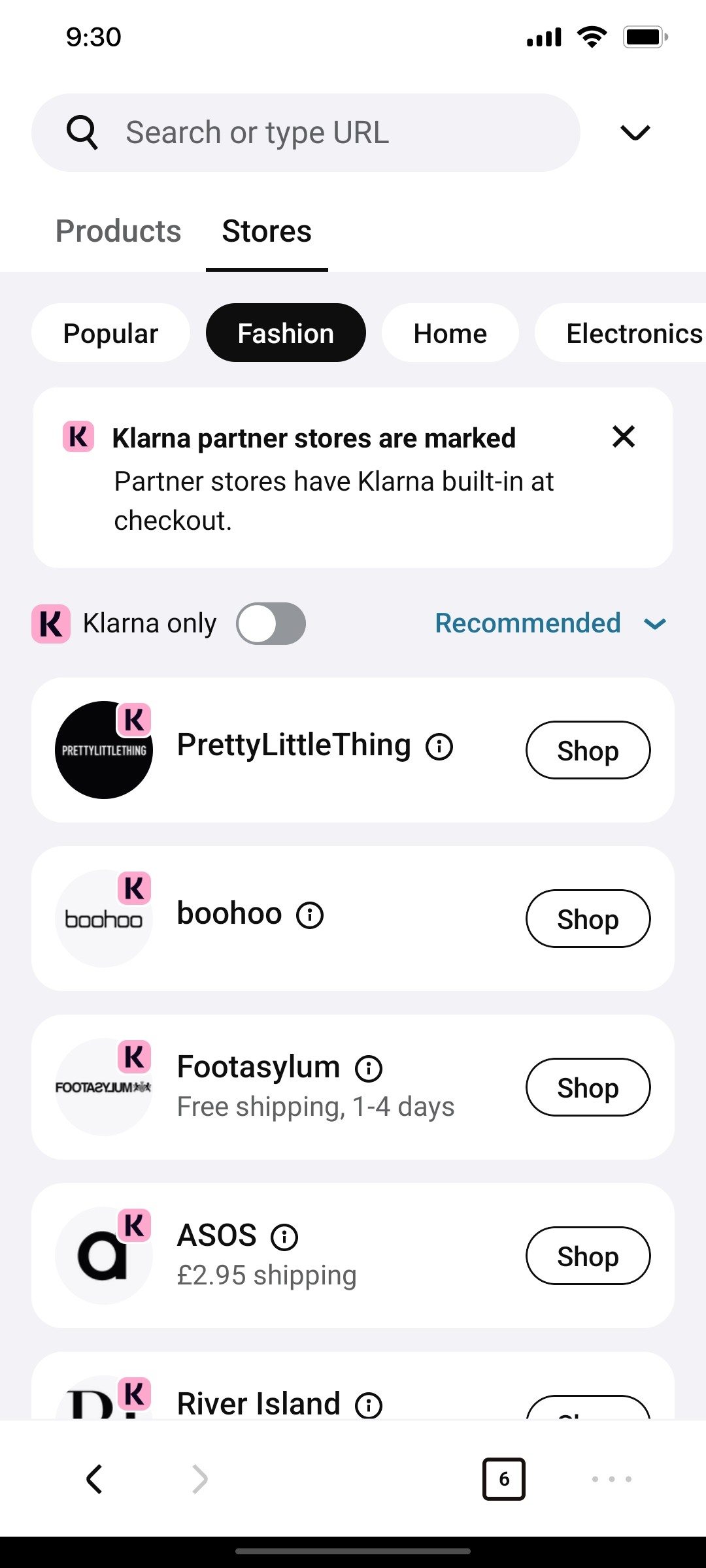 Klarna Fashion Screen
