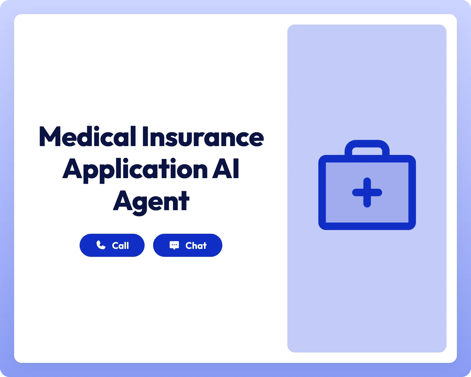 medical insurance application ai healthcare agent supporting call and chat with first aid kit icon