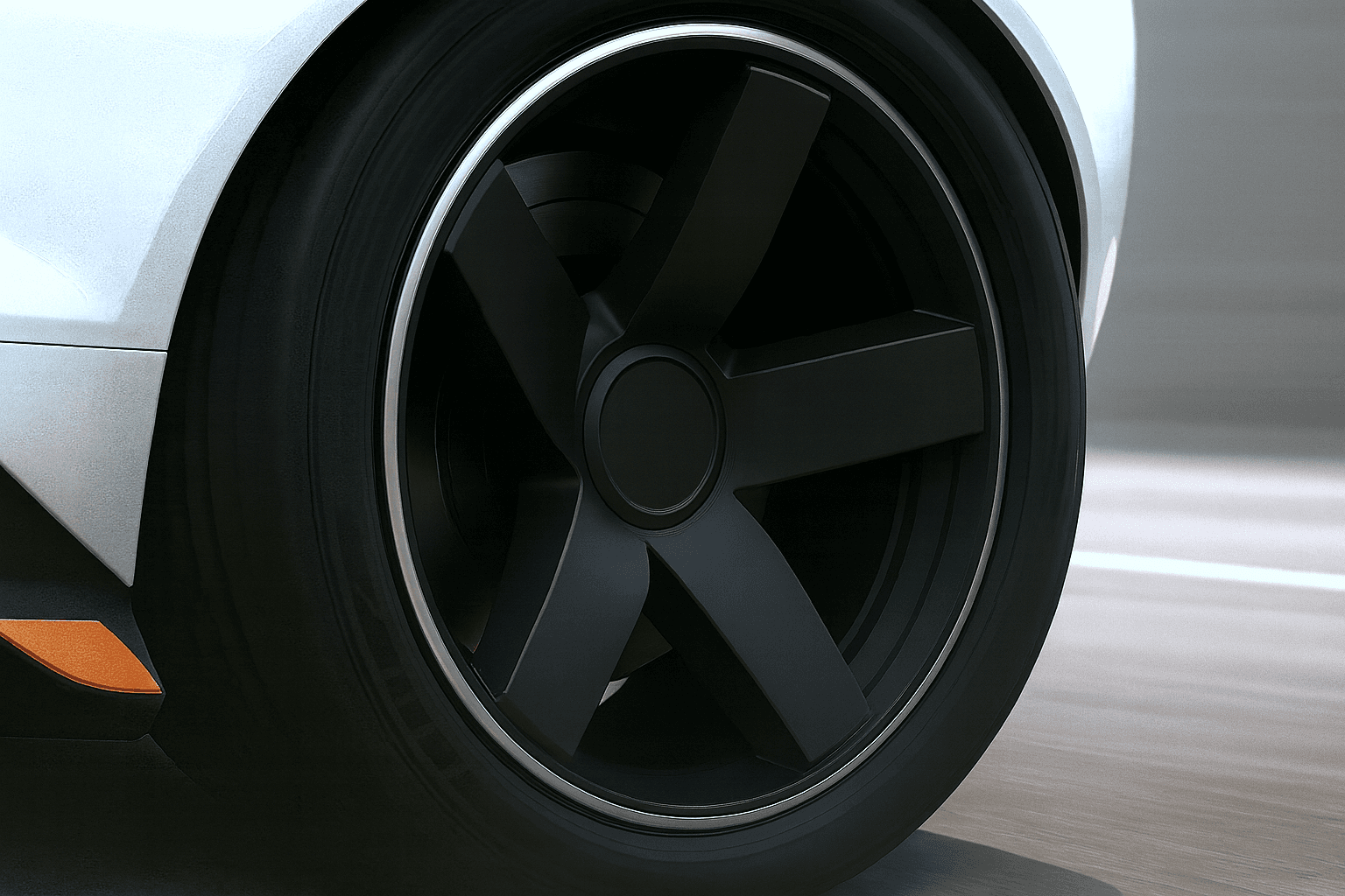 Close-up of futuristic car wheel