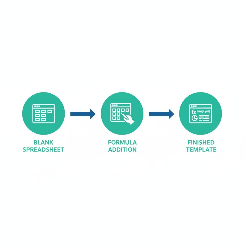 Four-step process diagram for creating Excel workout template