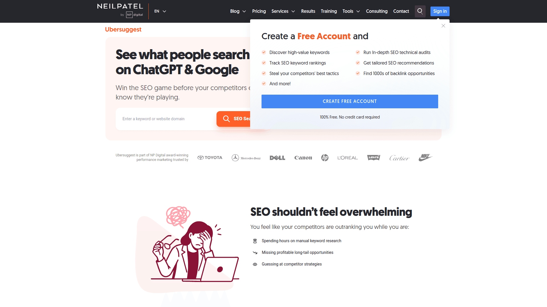 Screenshot of https://neilpatel.com/ubersuggest/