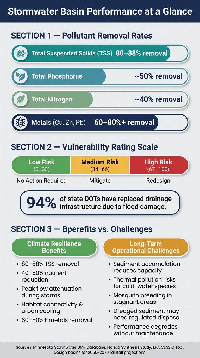 Stormwater Basin Performance: Pollutant Removal Rates & Climate Resilience Metrics