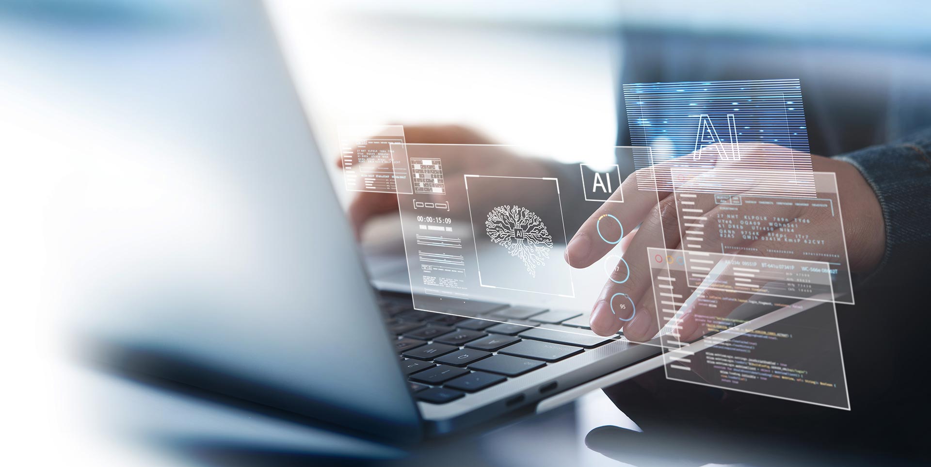 AI user working on a laptop