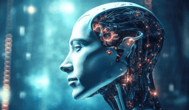 La repésentation d'un robot humanoide qui réfléchie, symbolisant la réflexion éthique dans la tech.