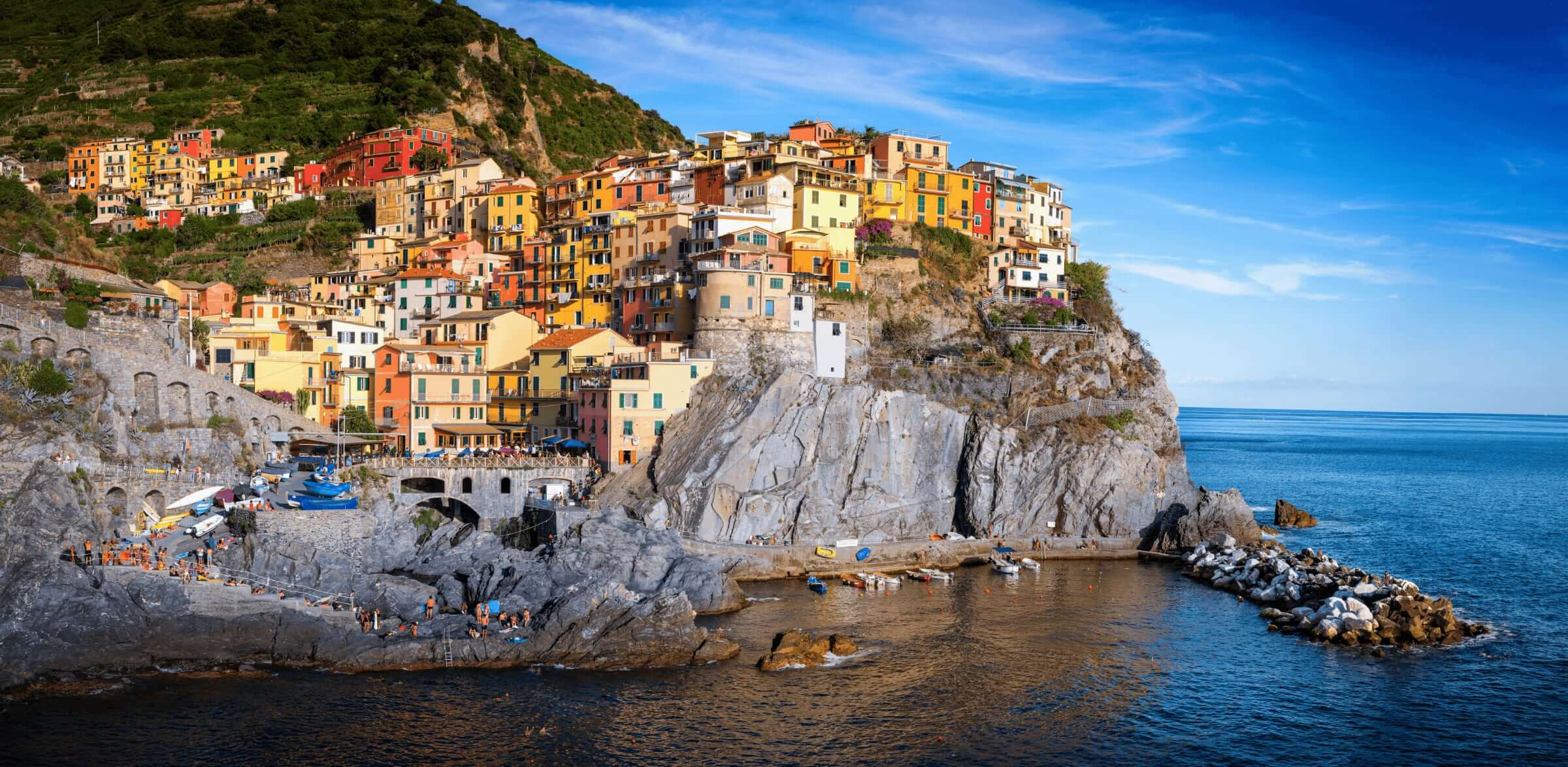 Colorful cliffside village of Cinque Terre overlooking the Ligurian Sea in Italy