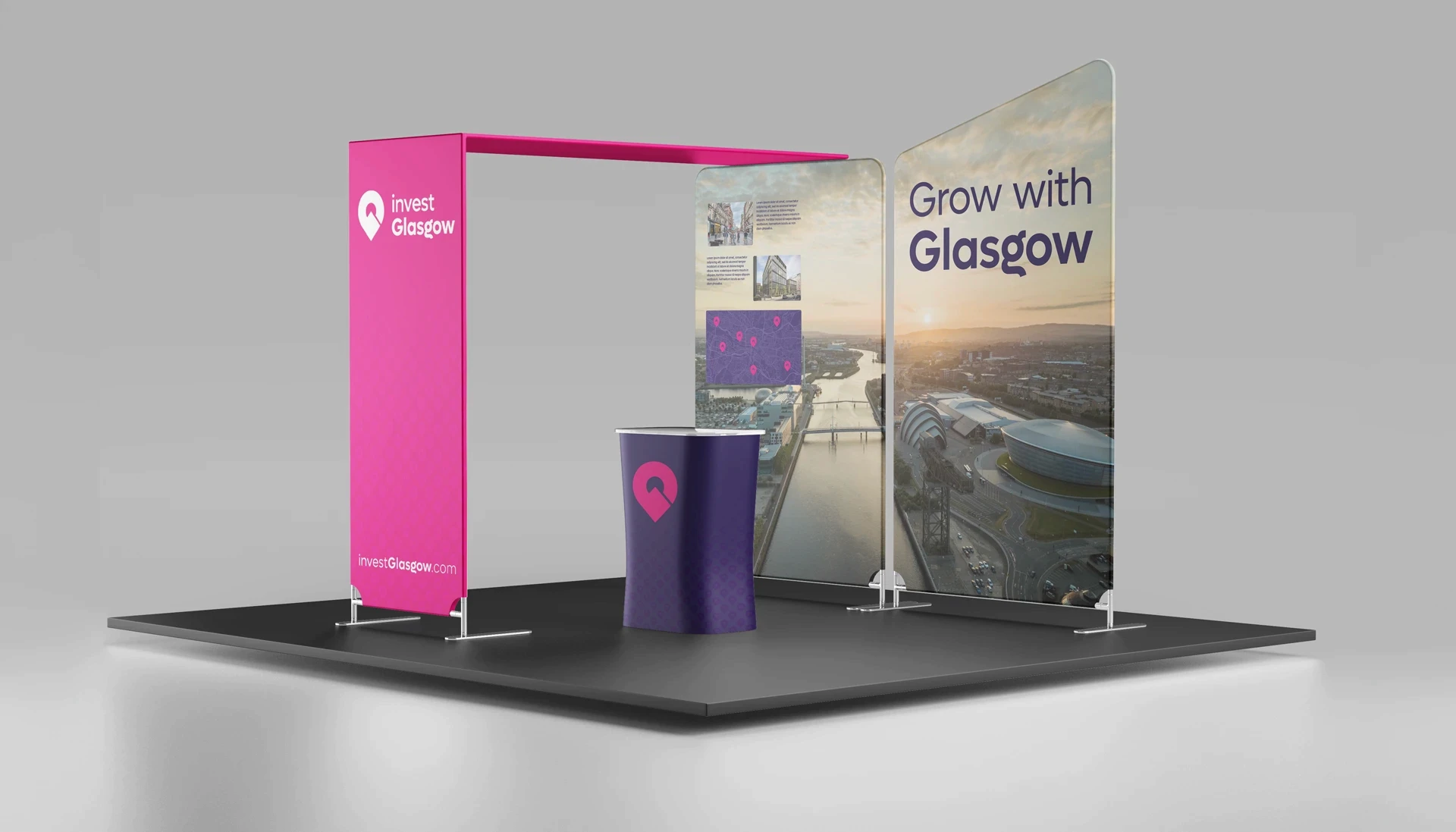 Example of exhibition stand for Invest Glasgow