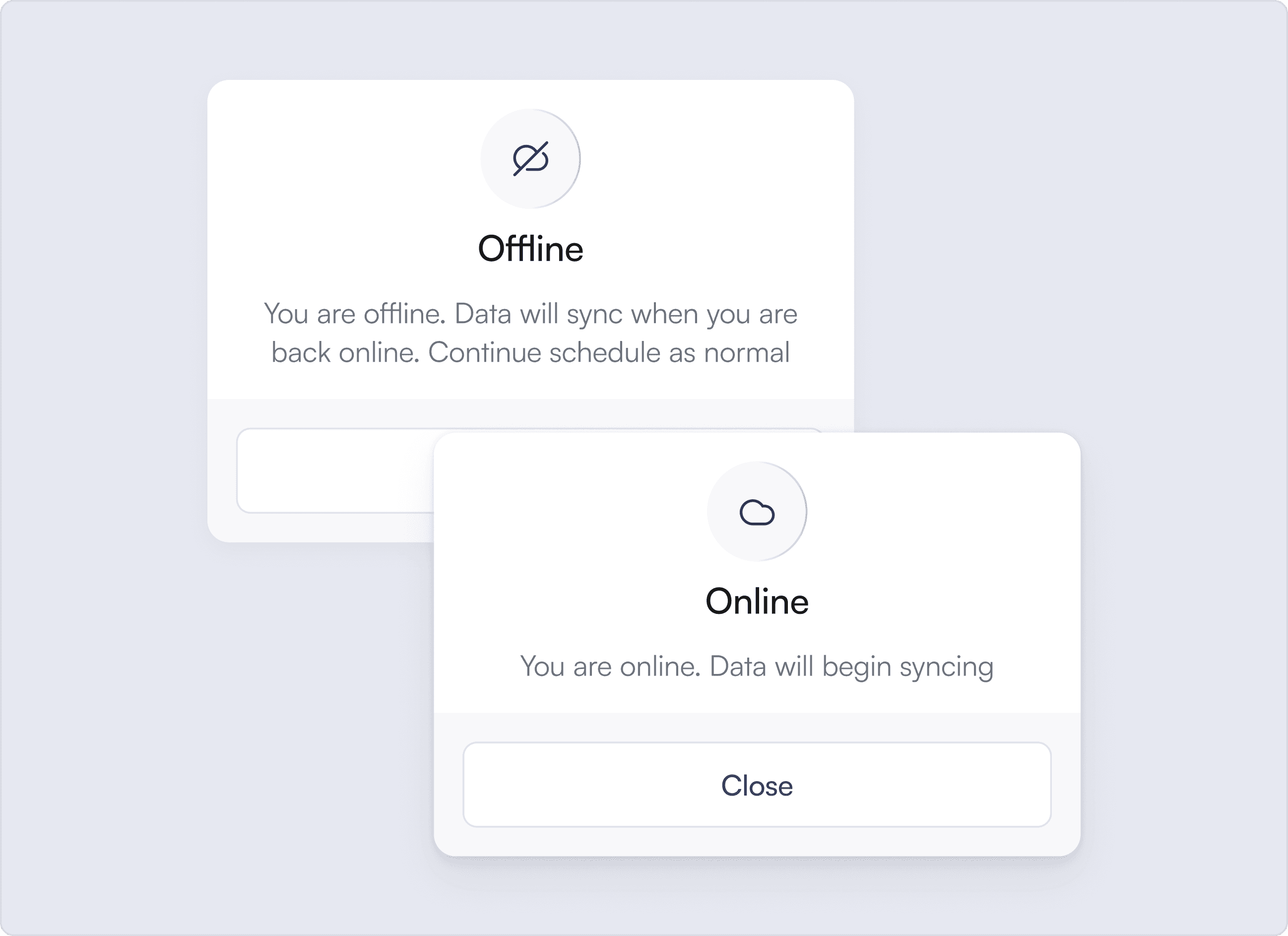 Offline and online screenshots