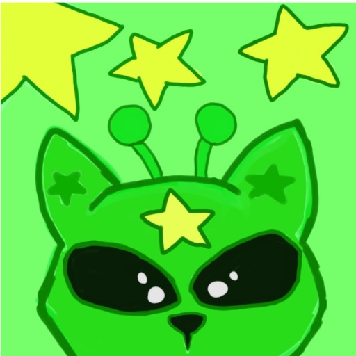 Alien cat with star antennae, cat drawing by sakura115