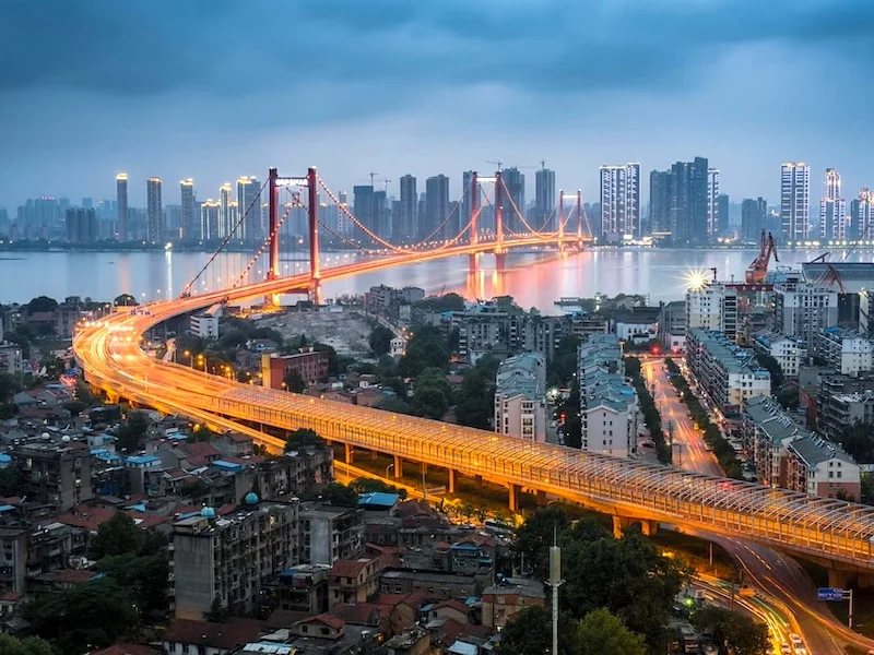 Wuhan skyline at night