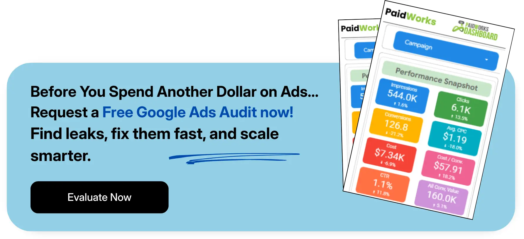 A call-to-action for free Google Ads audit