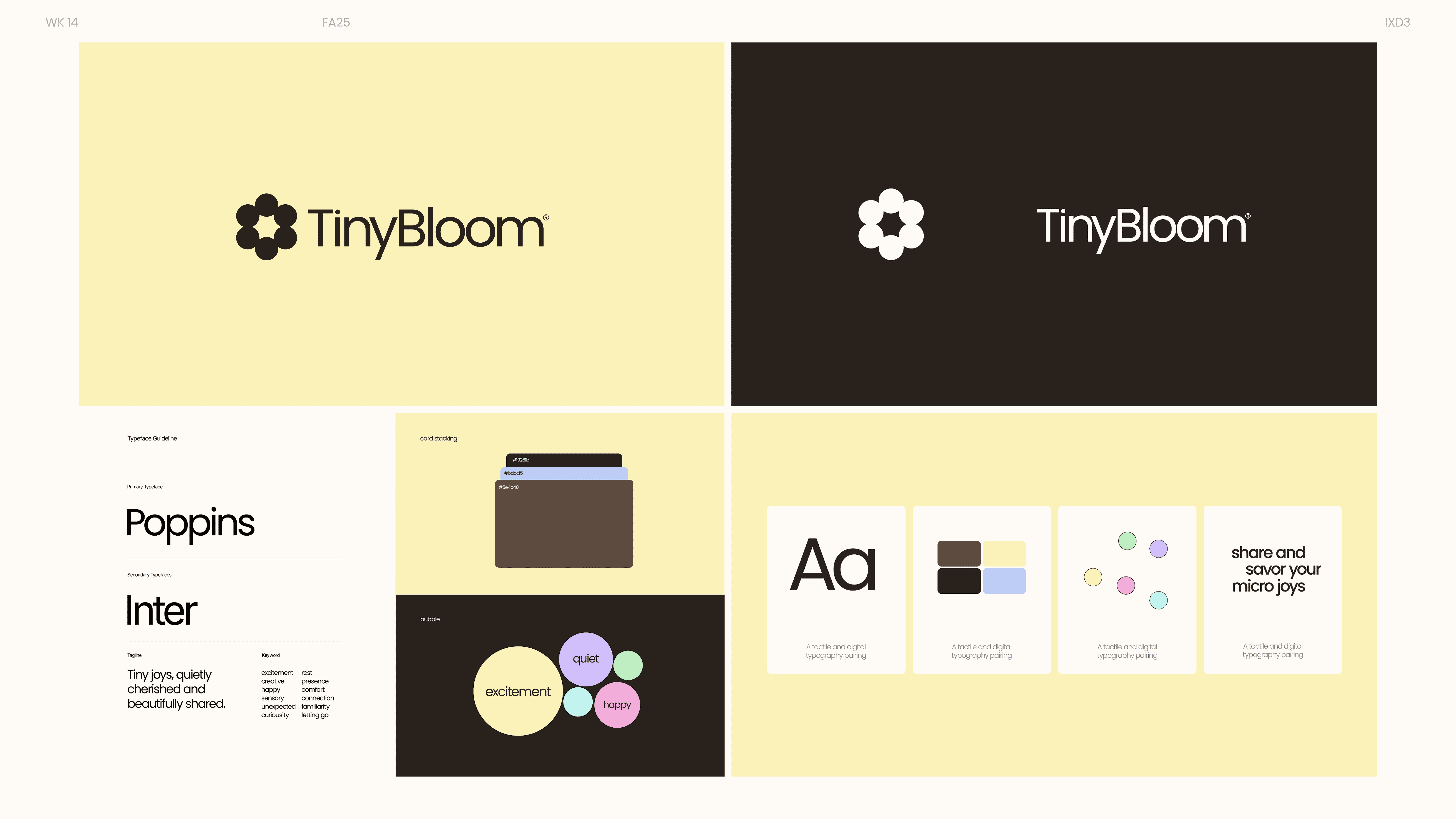 Original TinyBloom identity · Color, typography, and forms