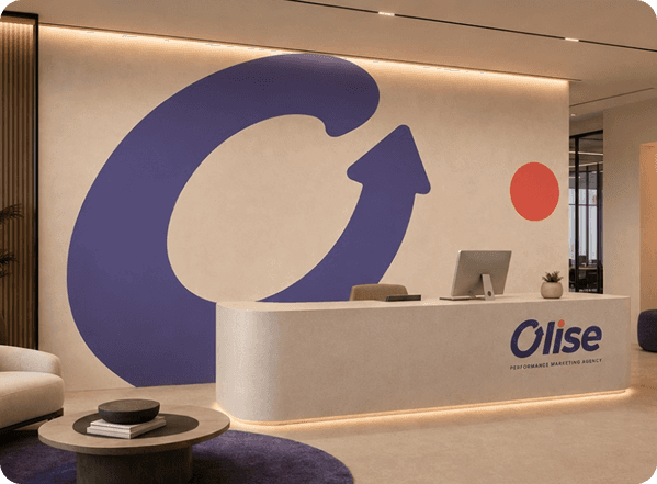 Creative office reception with a colorful mural