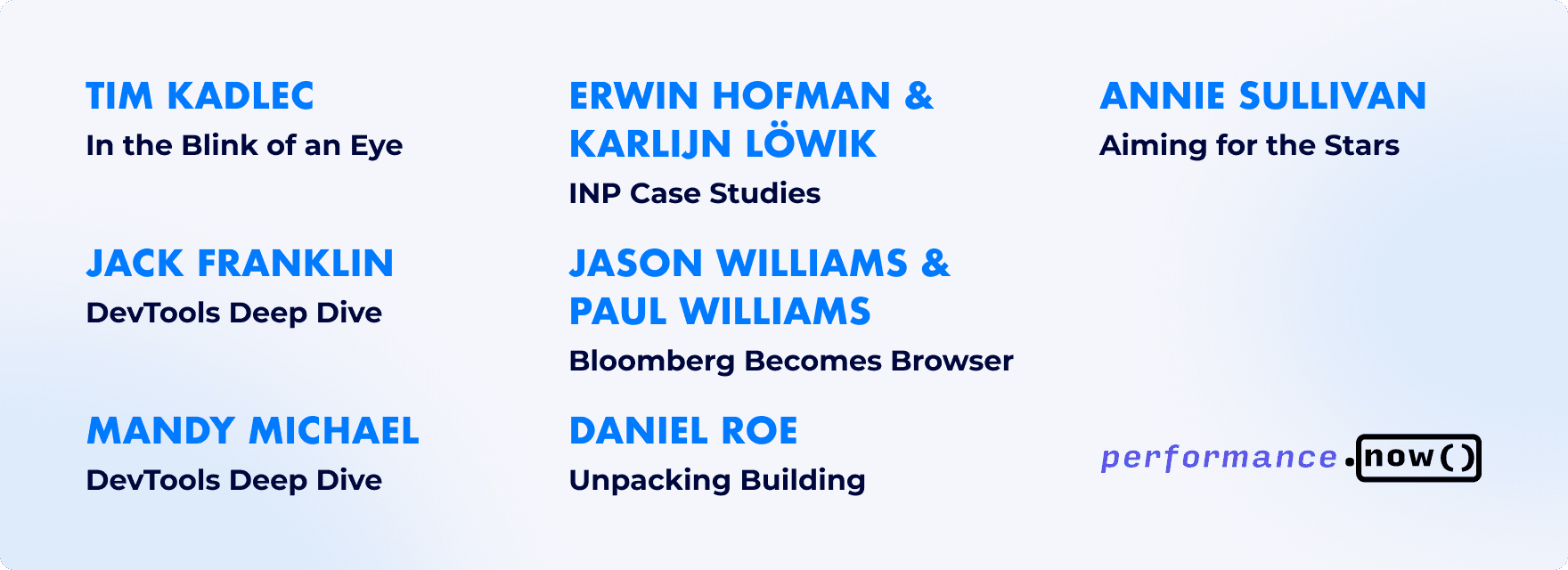 Speakers on the second day of perf.now