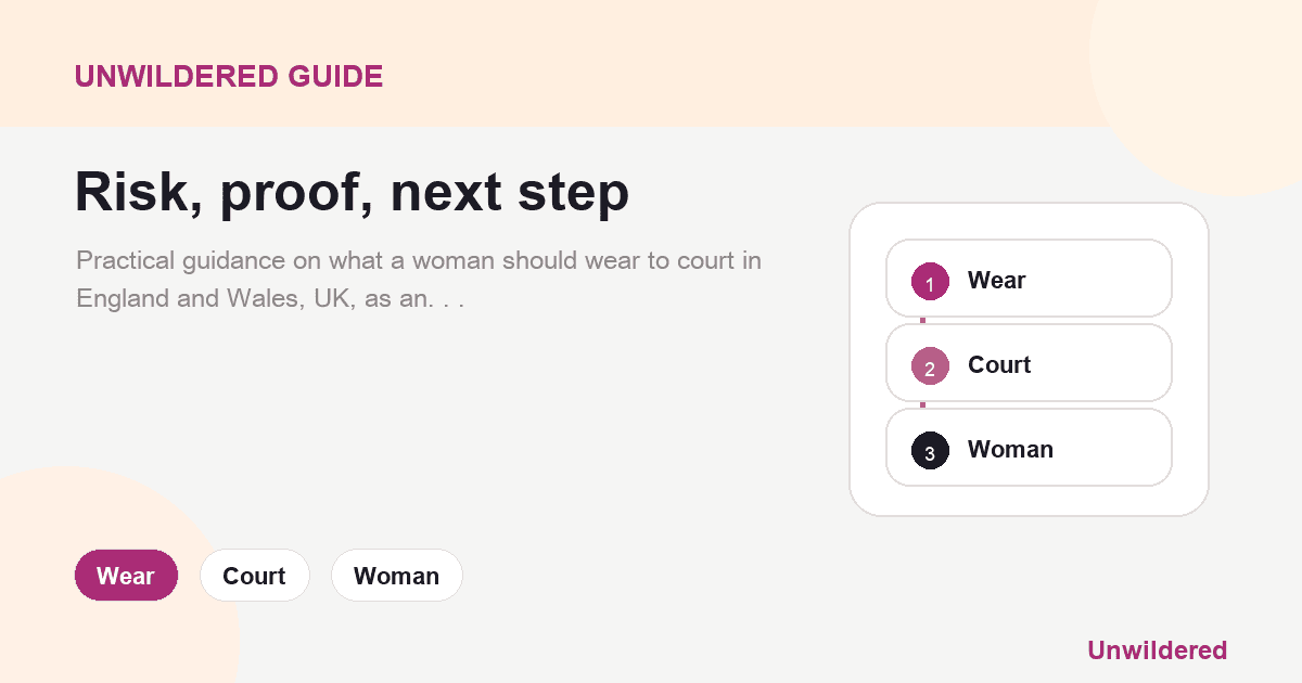 Explainer card for What Best to Wear to Court as a Woman (England and Wales) UK: Wear, Court, Woman.