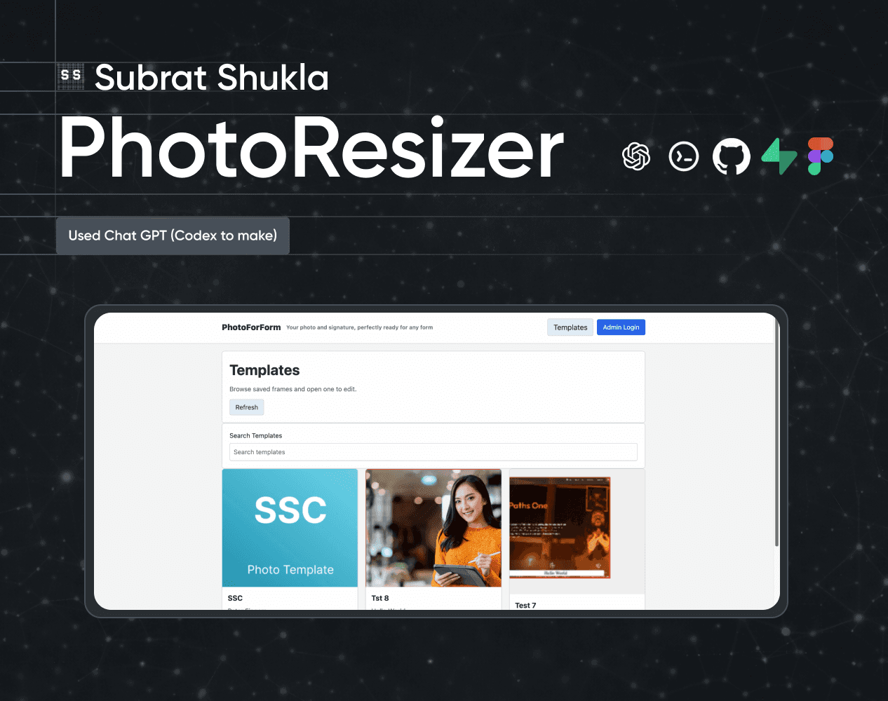 Thumbnail of photo resizer web app