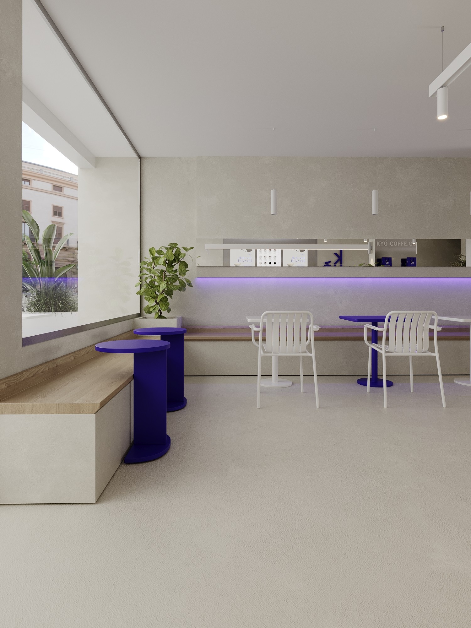Modern minimal coffee shop design idea