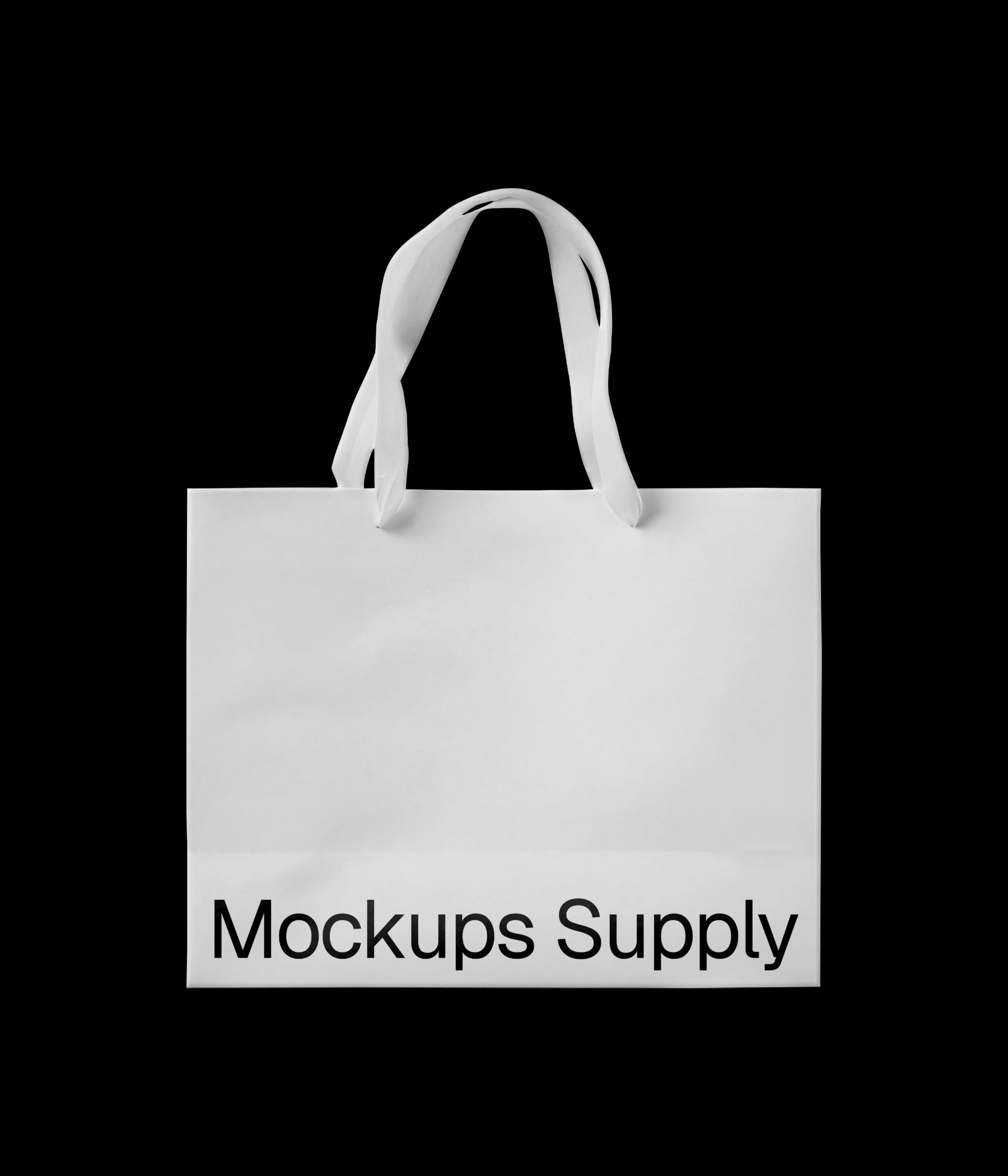 Wide paper gift bag mockup with ribbon handle download for Photoshop