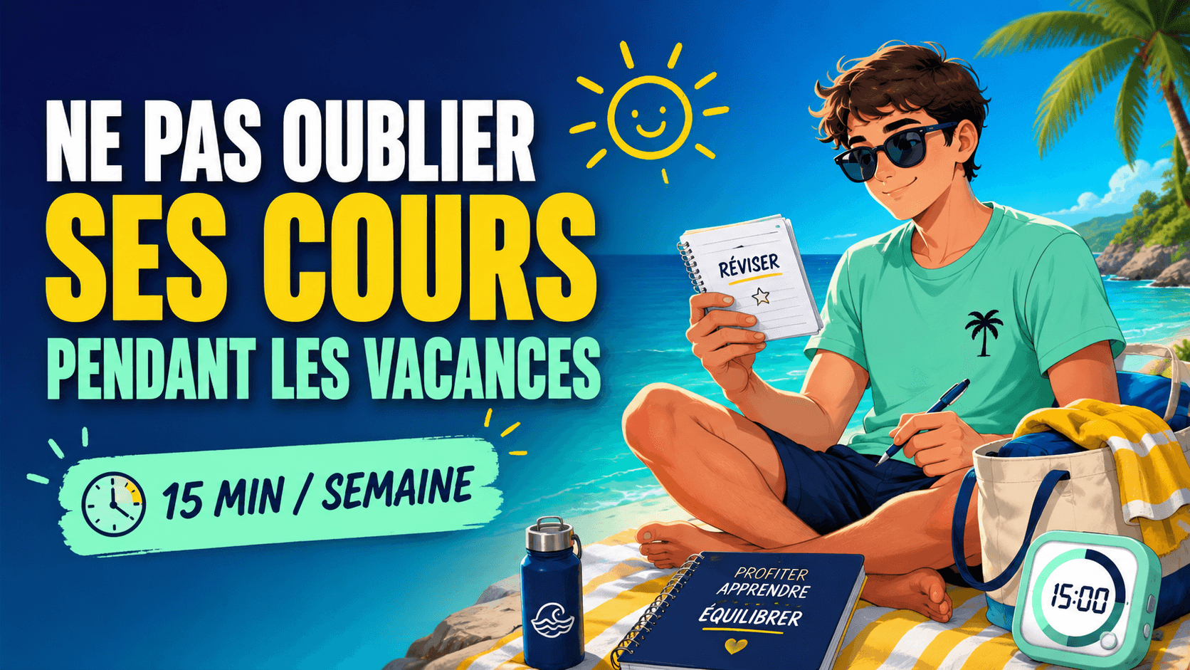 Tu vas tout oublier pendant l'été sans rien faire. Voici comment garder tes cours en mémoire avec 15 min par semaine, sans gâcher tes vacances.