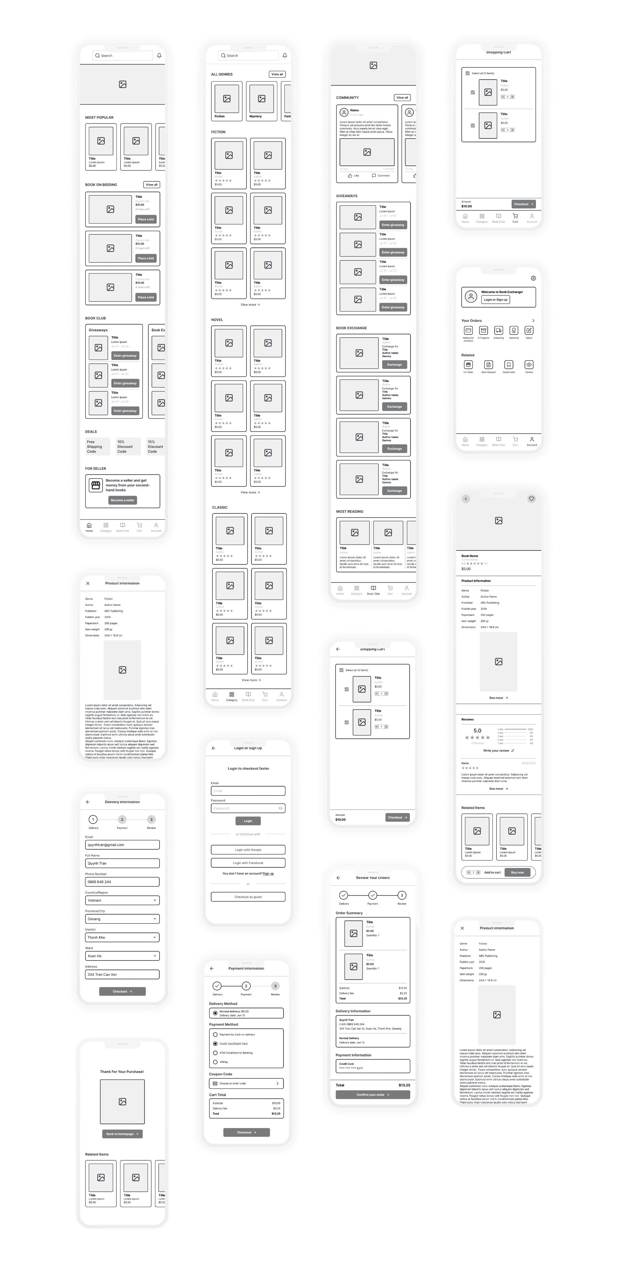 Low-fidelity wireframes