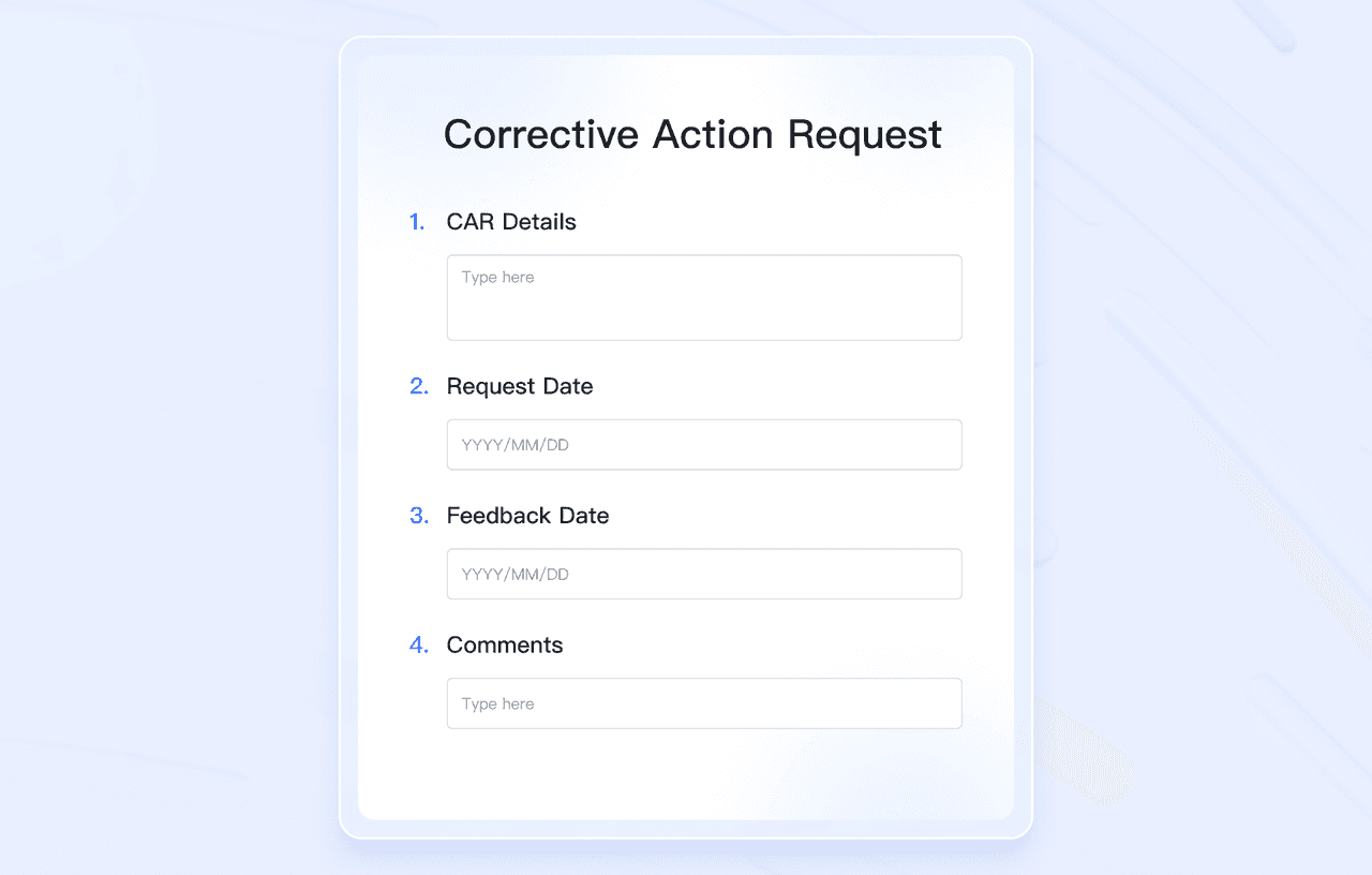 An image of a CAR form