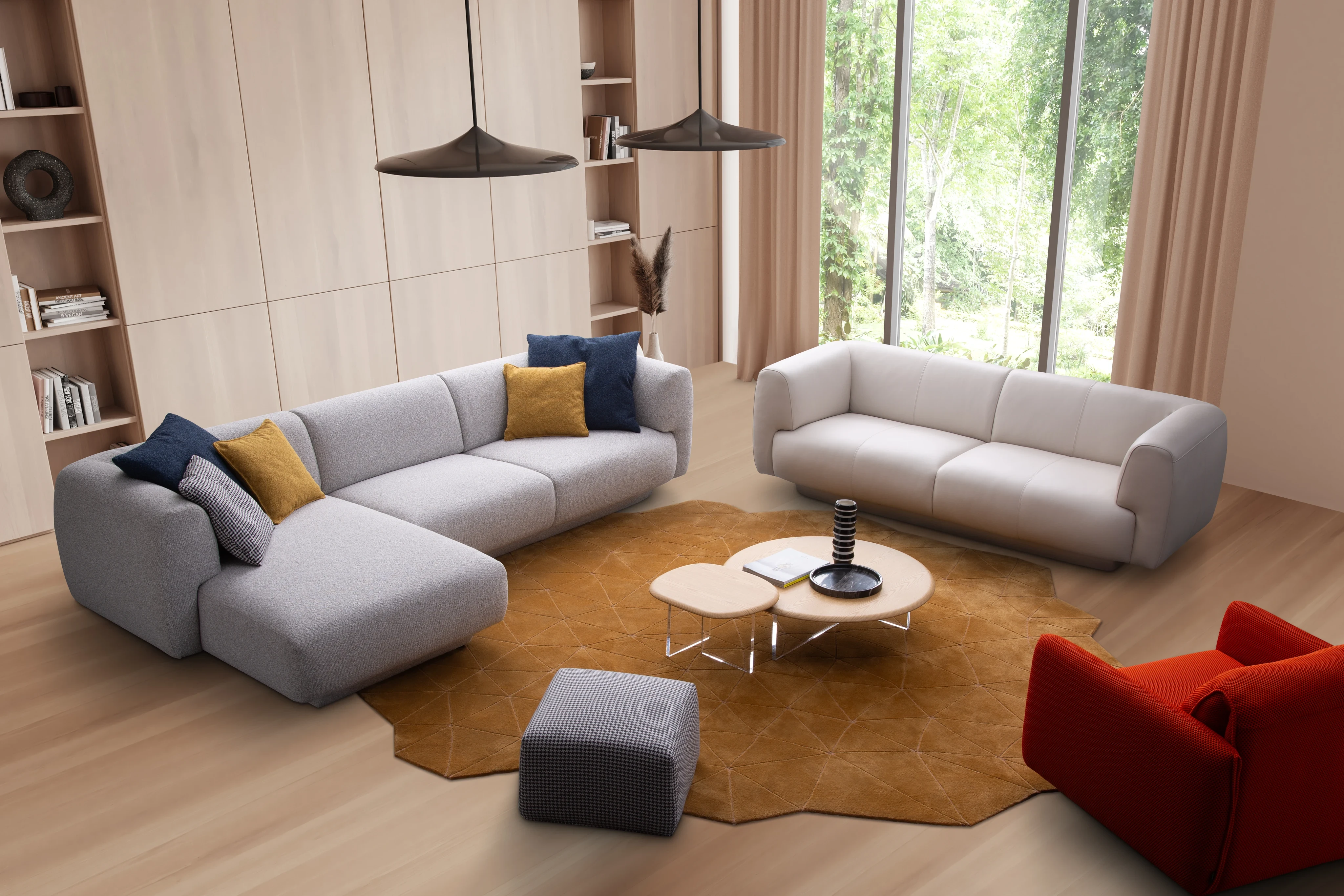 Fabbrica modular sofas in a timber-lined room