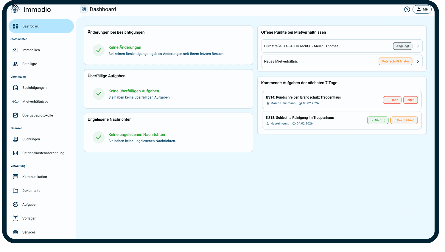 Immodio Selbstauskunft für Besichtigungen