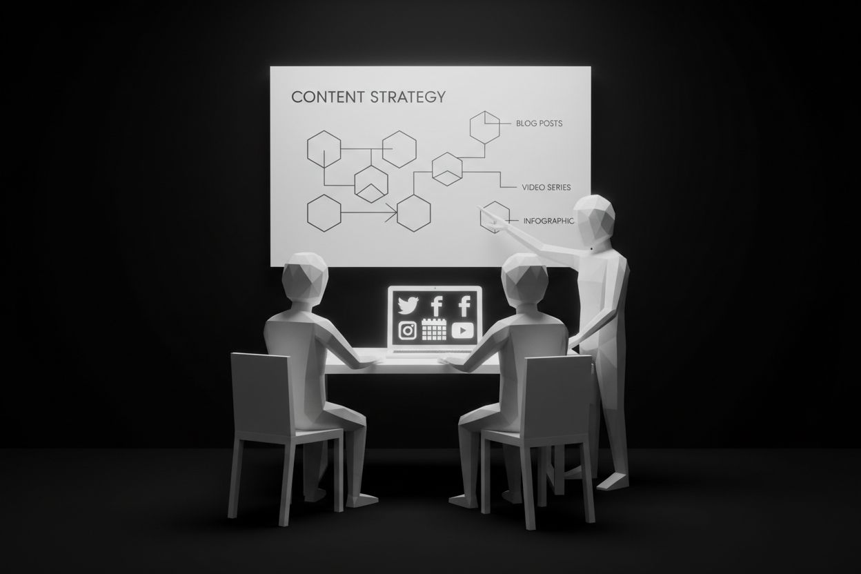 Marketing team planning backlink outreach