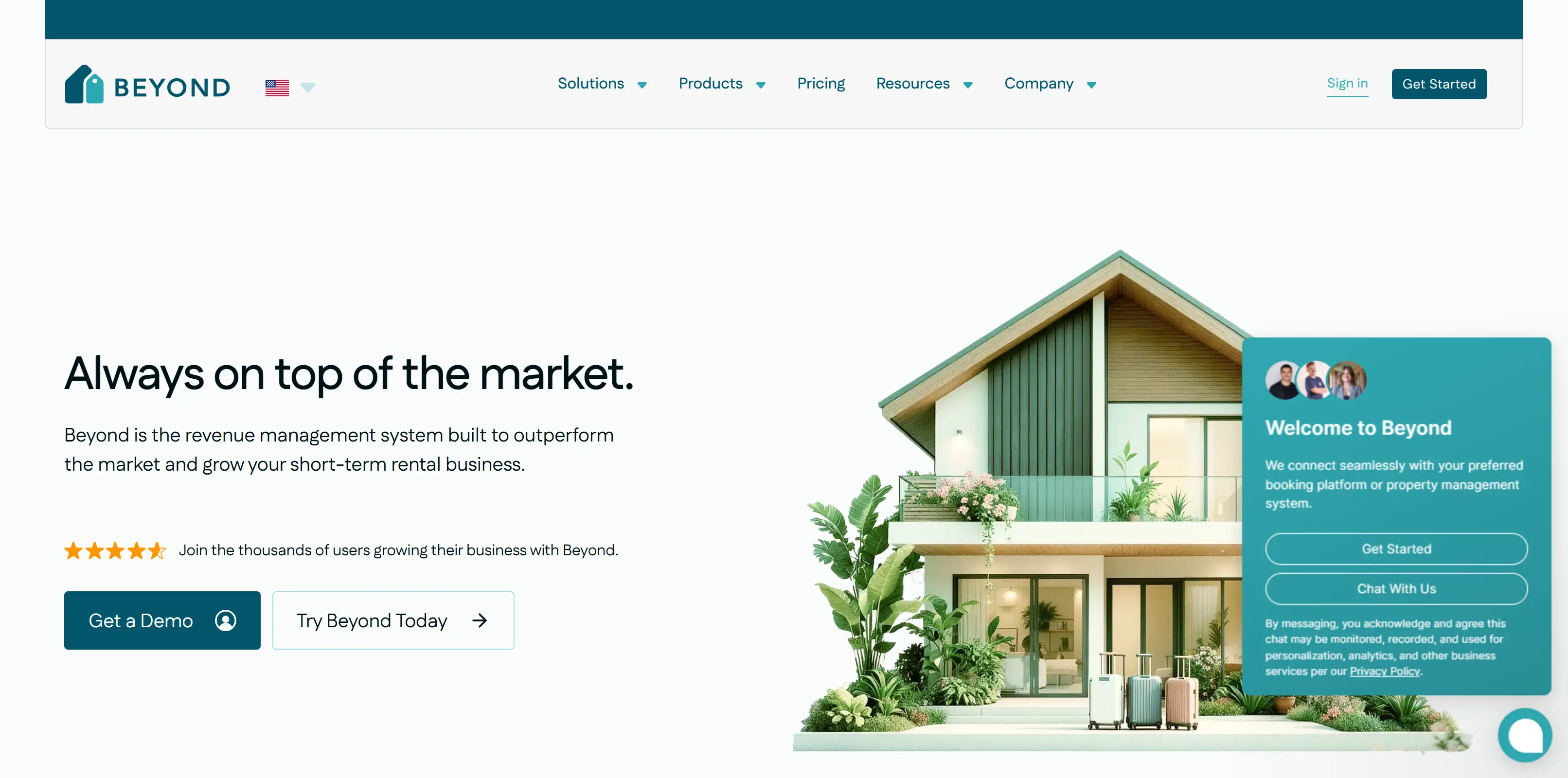 Screenshot of Beyond's dynamic pricing website