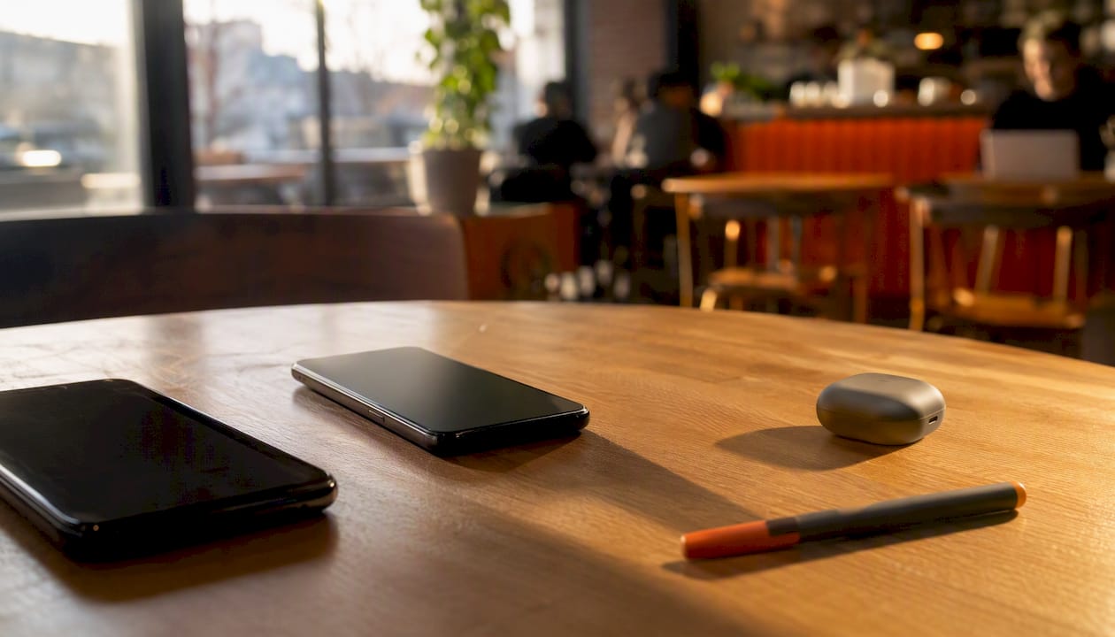 Three phones representing app, PWA, and browser states