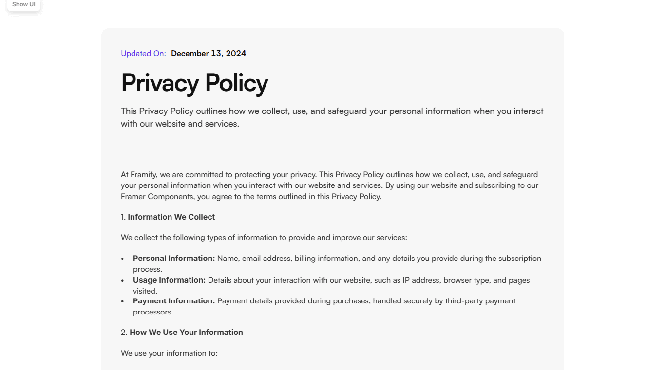 Framer Privacy Policy Section v6