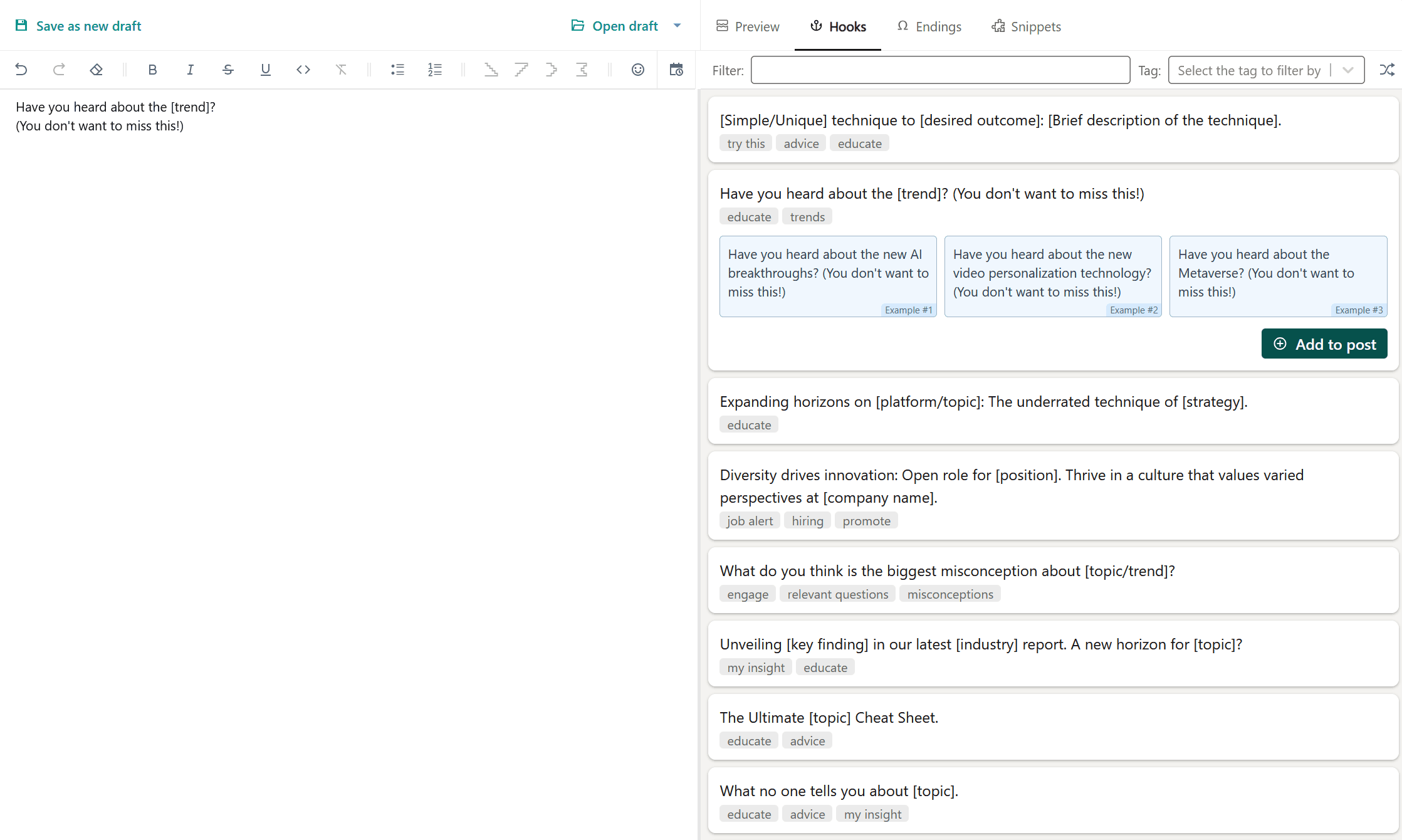 AuthoredUp's hook and post ending template library