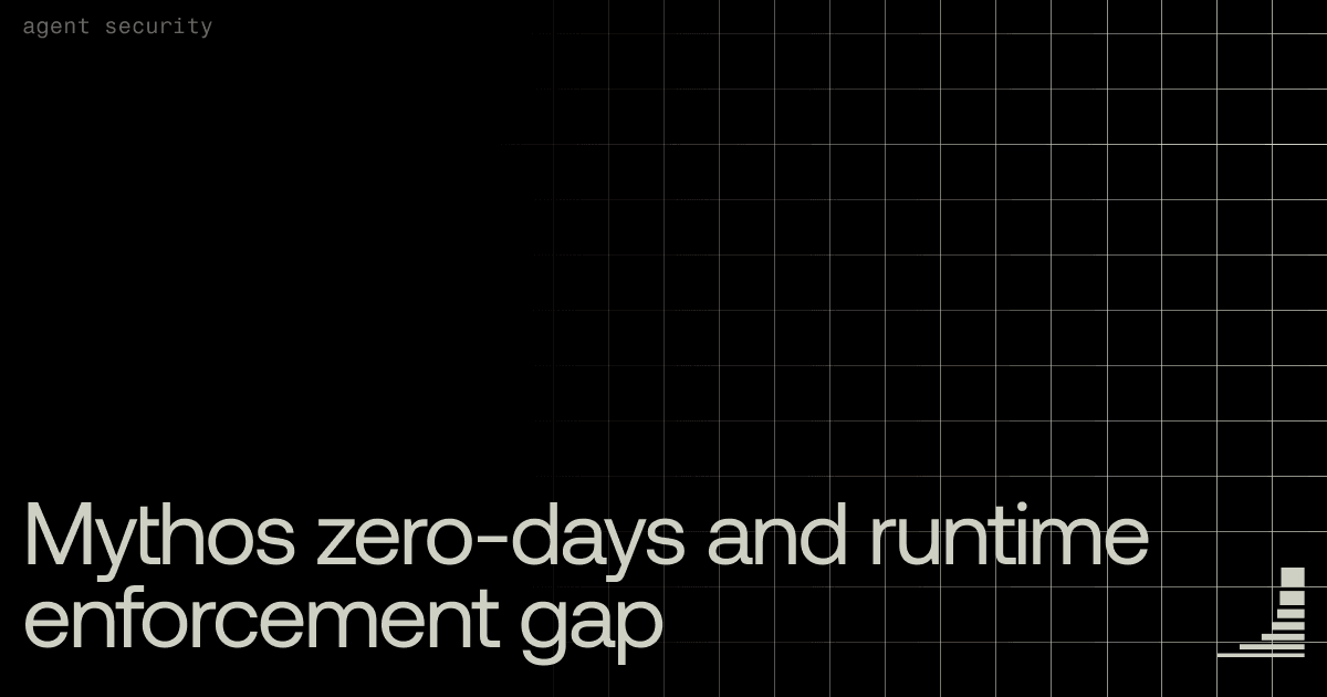 Waxell blog cover: Mythos zero-days and runtime enforcement gap