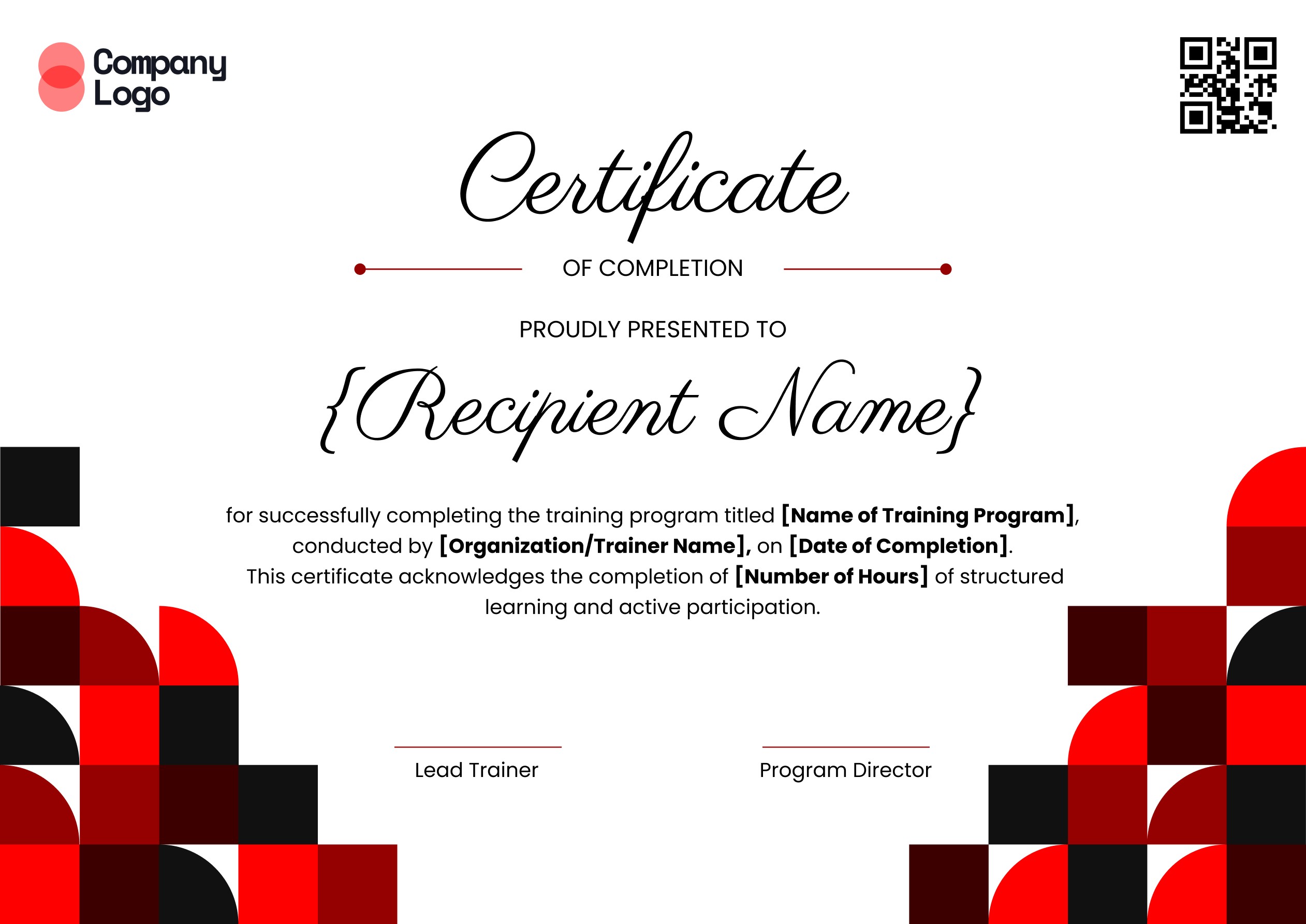 Wauld - Modern and Professional Free Training Completion Certificate Template