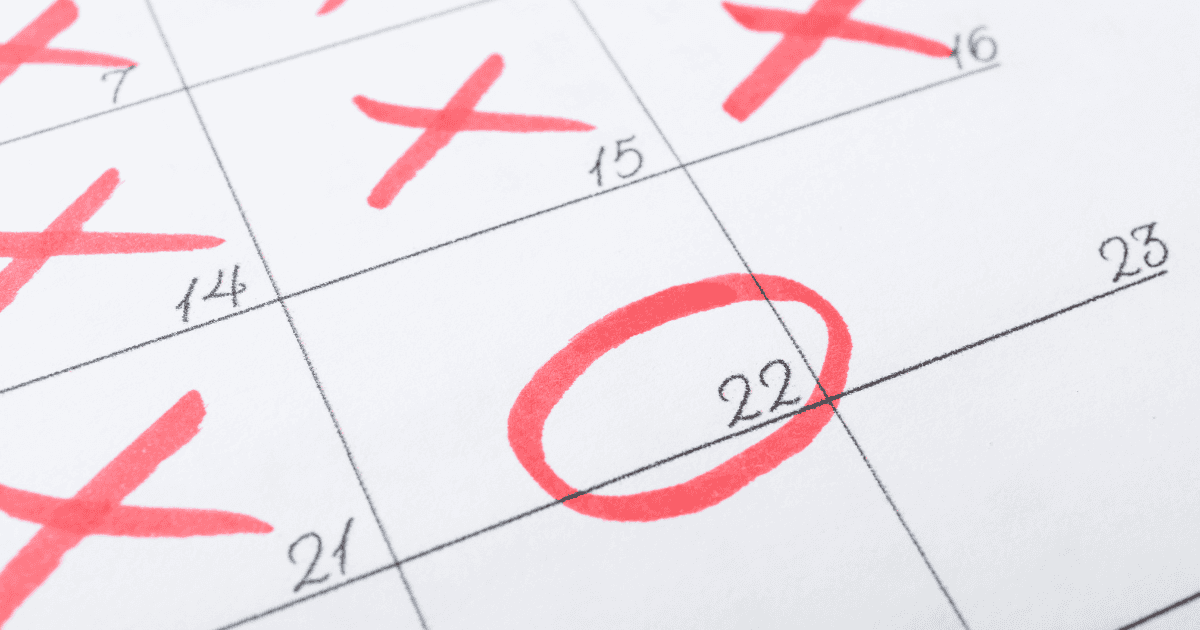 A calendar with court dates marked.