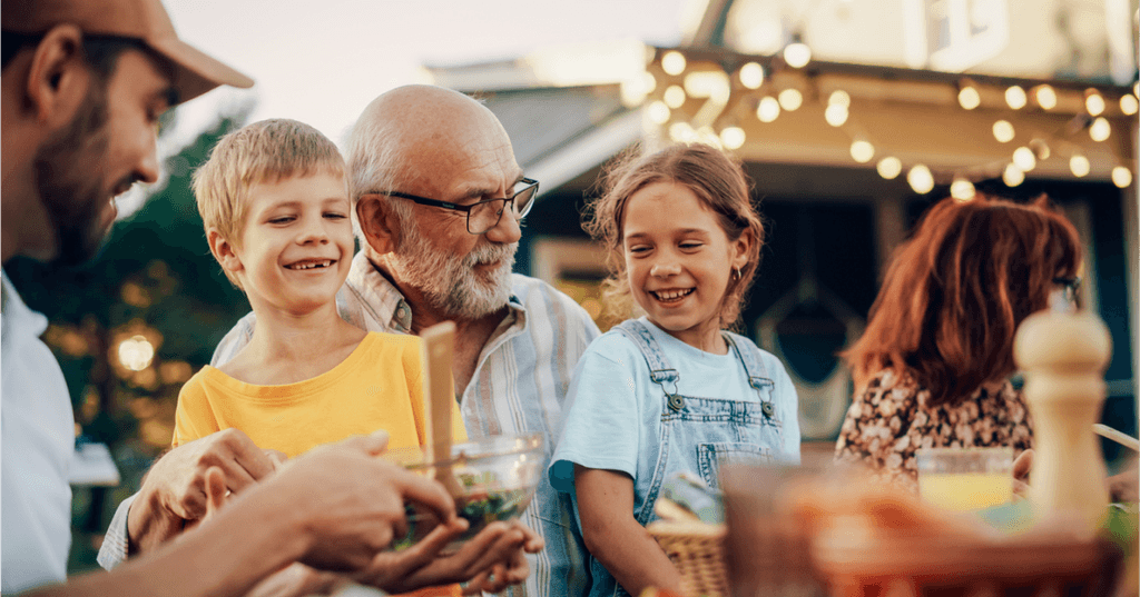 Family enjoying dinner