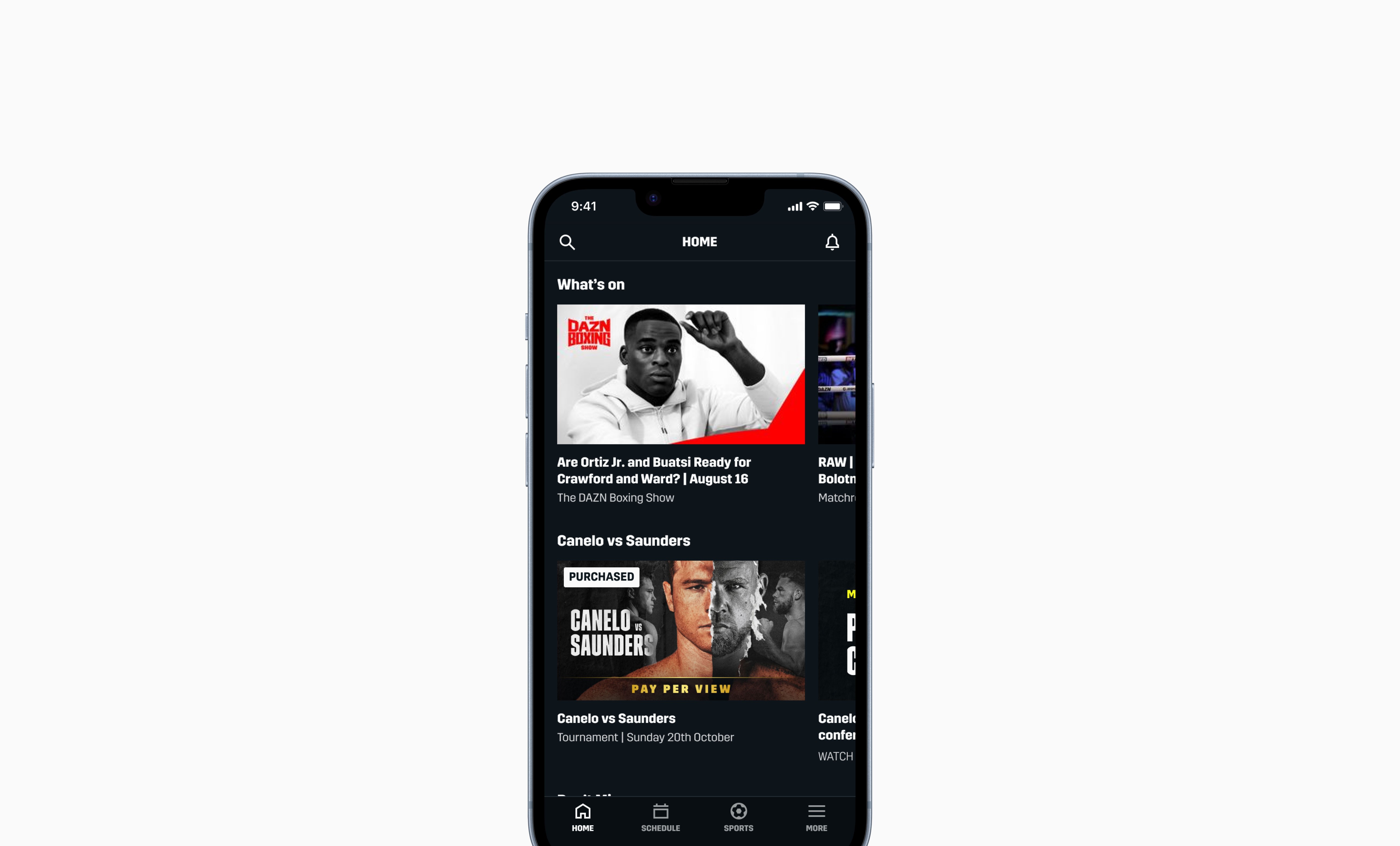 DAZN PPV iPhone image for 50% width of the screen 