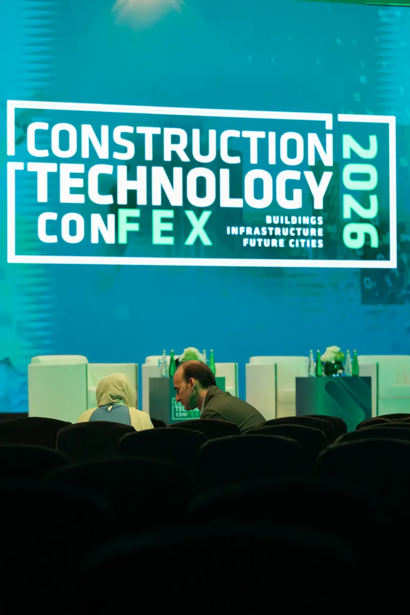 The Construction Technology Confex 2026 stage sign